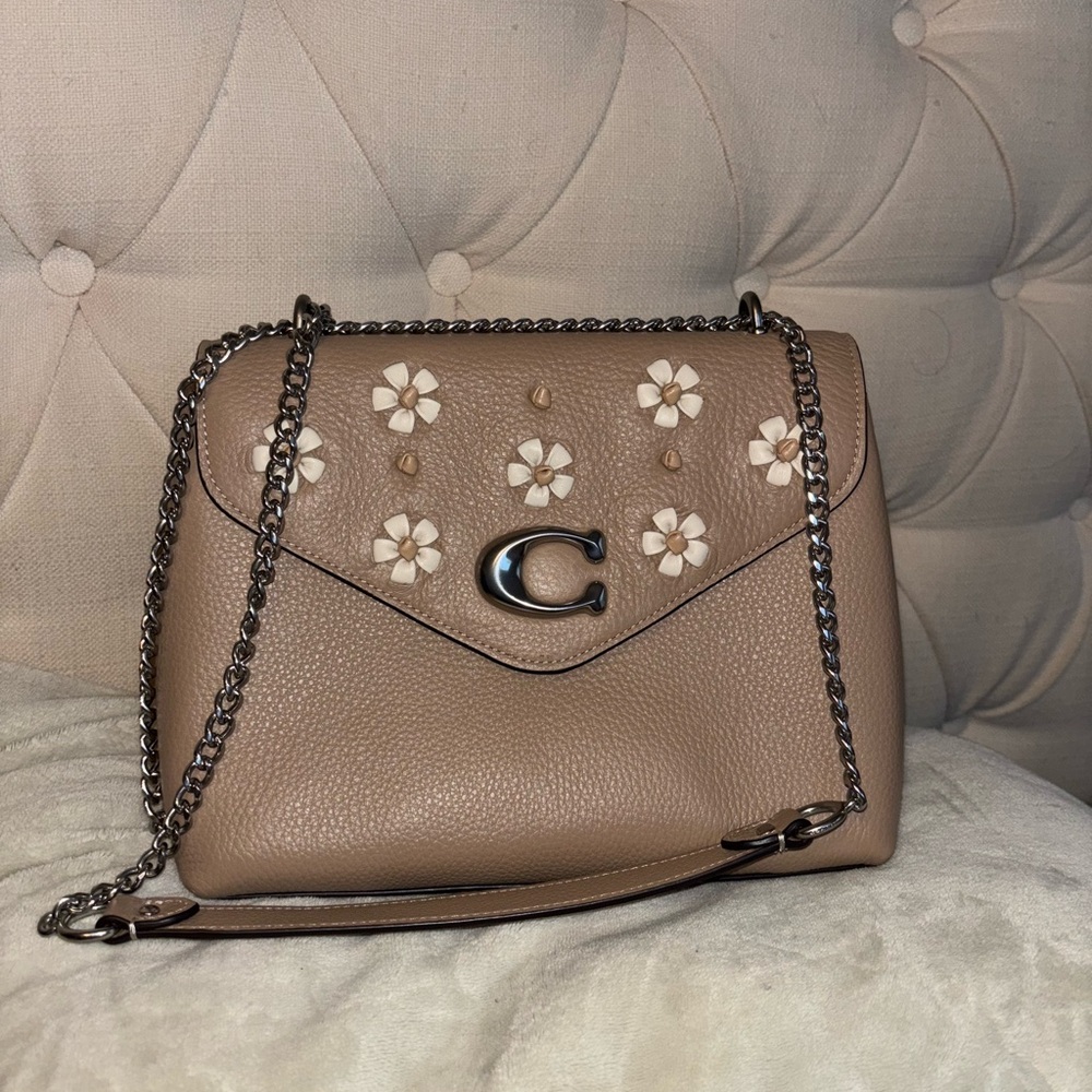 Coach Tan Floral Embellished Women's Bag